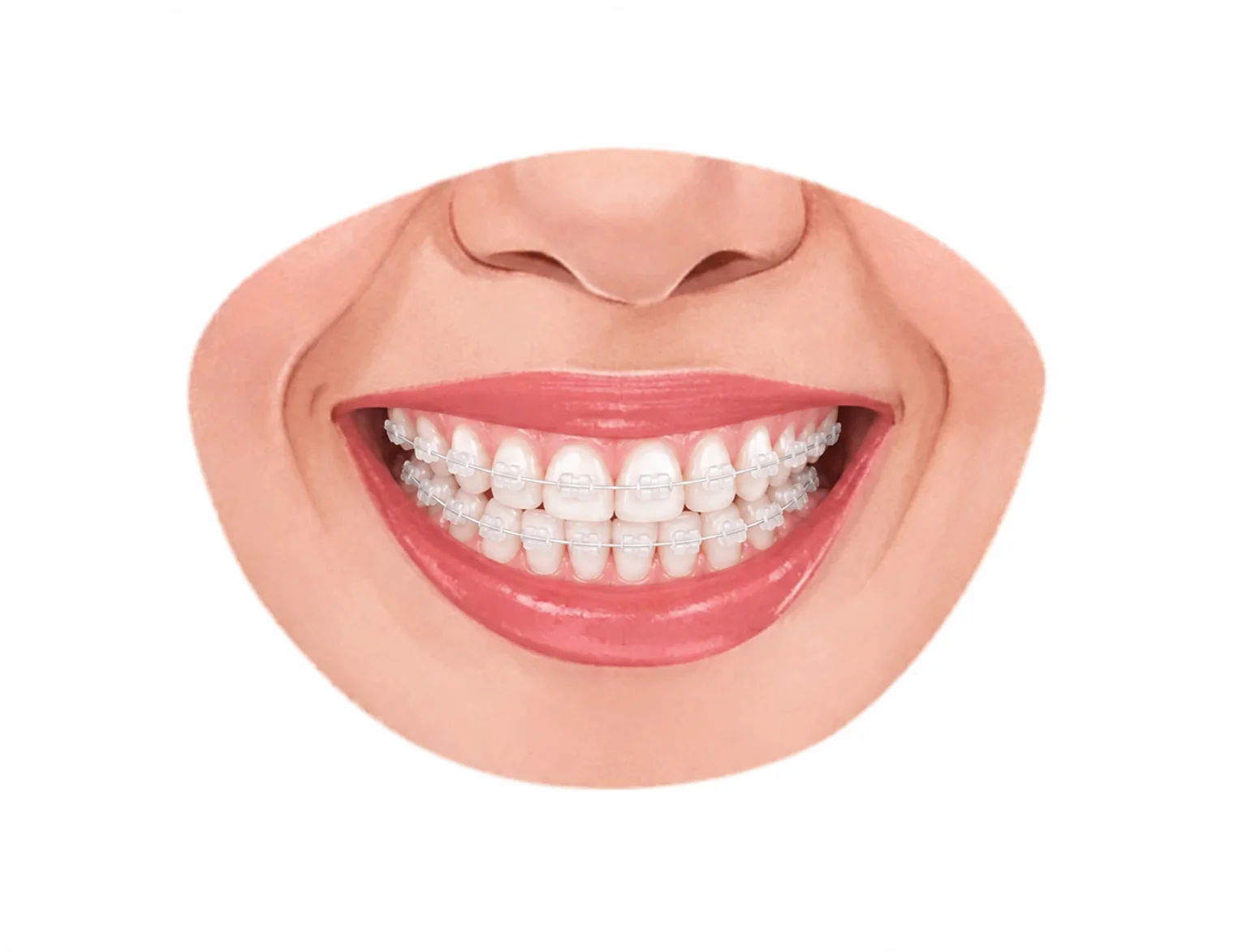 Smile with tooth-colored ceramic braces
